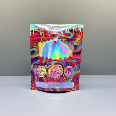 Αγορά ολογραφικές τσάντες Doypack 3.5g Mylar με το φερμουάρ για το λουλούδι ζιζανίων online manufacture
