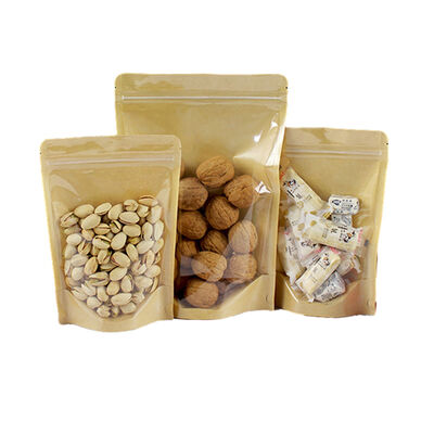 Αγορά Βιοδιασπώμενη χάρτινη χαρτί Kraft Stand Up pouch με φερμουάρ για συσκευασία τροφίμων με ειδικό μέγεθος online manufacture