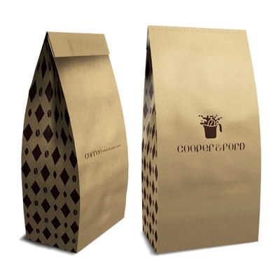 Αγορά πλάτος 7.5 ίντσες Kraft Stand Up Pouches 500g Gravure εκτύπωση επανακλειδωτές σακούλες καφέ online manufacture