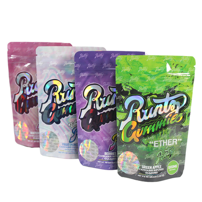 ΠΕΤ Ziplock Stand Up Pouch Ολογραφική Πλαστική Επιφάνεια συσκευασίας